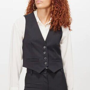 NWT Nili Lotan Ismael wool-gabardine tailored waistcoat sz 6 in Black